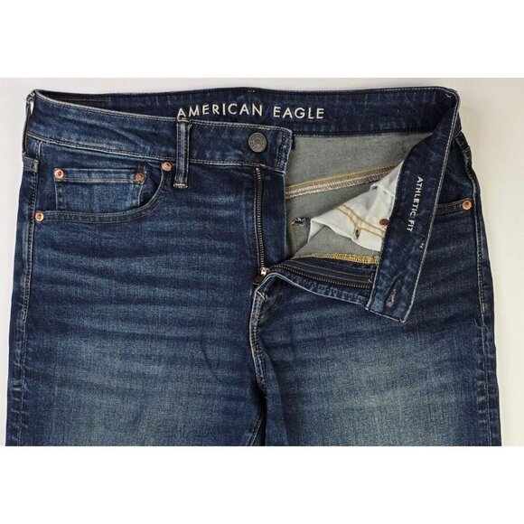 American Eagle Outfitters 32X36 Men Athletic Fit Airflex + Blue Denim Logo Jeans - Picture 7 of 12